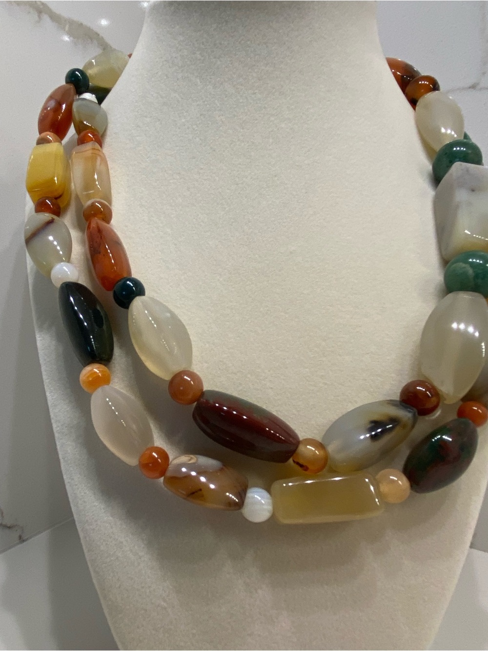 Multi-Color Boho Vintage Beggar Bead Agate Necklace - Women Jewelry - Picture 2 of 7